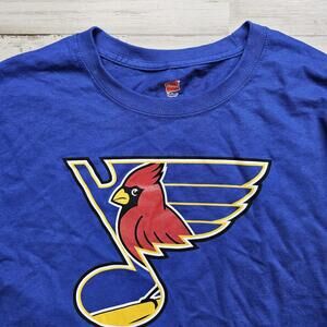 St Louis Cardinals x Blues Hockey Mixed Logo Long Sleeve T-Shirt Men's XL